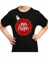 Zwart t-shirt kerstkleding kerstbal merry christmas kinderen