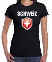Zwitserland fun supporter t-shirt dames zwitserse vlag vlaggenschild