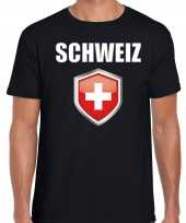 Zwitserland fun supporter t shirt heren zwitserse vlag vlaggenschild