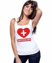 Zwitserland hart vlag mouwloos shirt wit dames