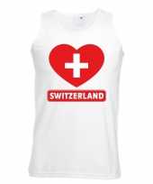 Zwitserland hart vlag mouwloos shirt wit heren