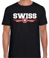 Zwitserland switzerland landen shirt zwitserse vlag zwart heren