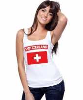 Zwitserland vlag mouwloos shirt wit dames