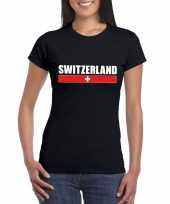 Zwitserse supporter t-shirt zwart dames